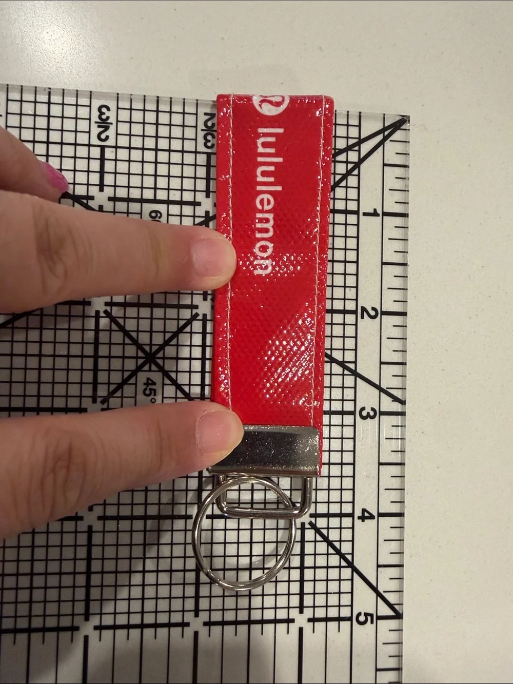 lululemon athletica handmade Red Key Fob Keychain (#3 red with silver)